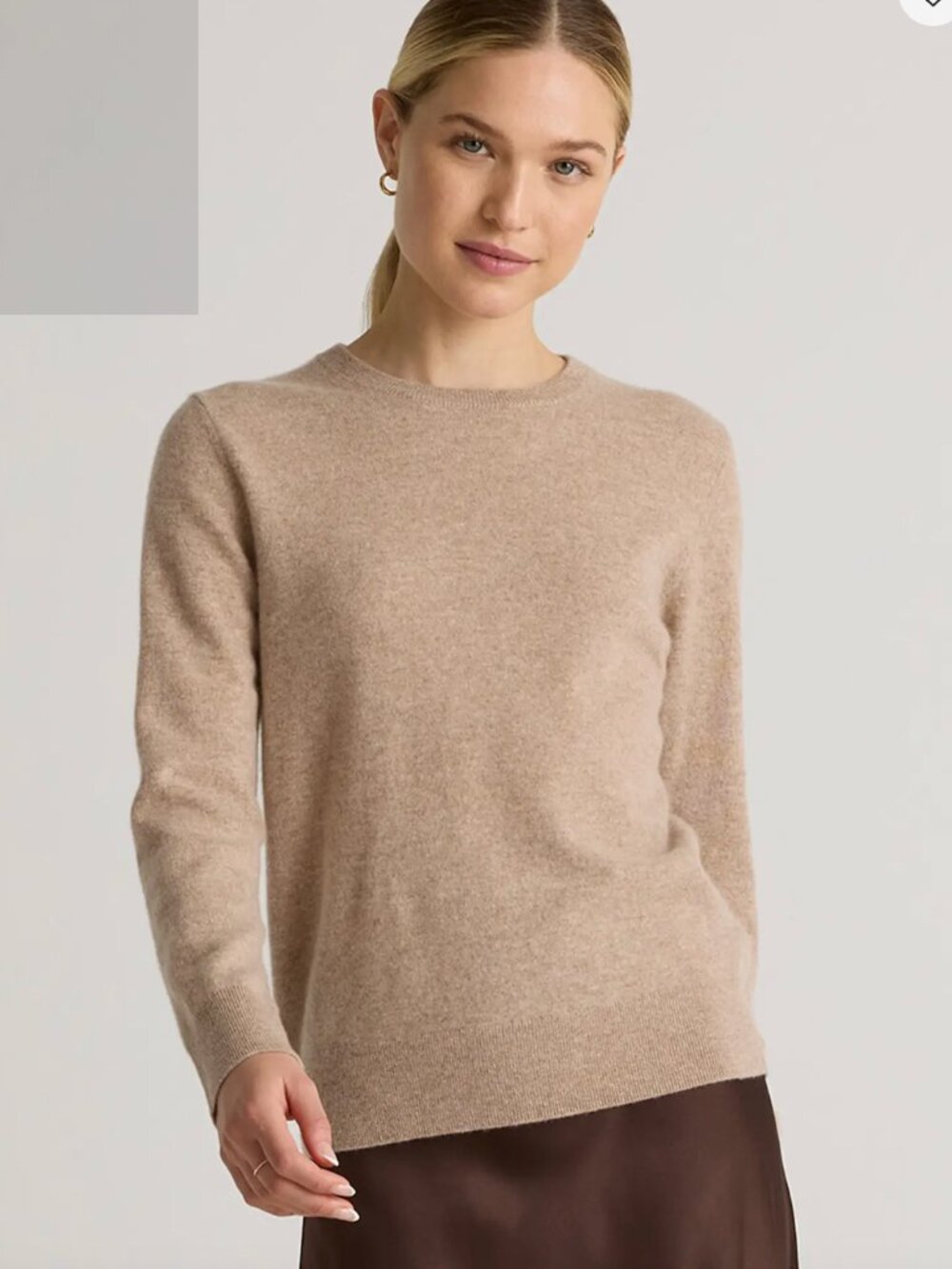 Quince Mongolian Cashmere Crewneck Sweater Oatmeal XS